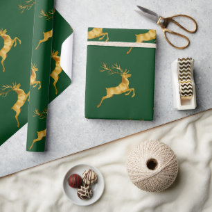 Elegant Merry Christmas Gold Reindeer xmas festive Wrapping Paper