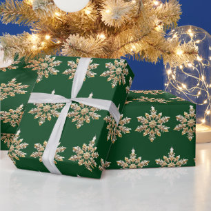 Elegant Merry Christmas Gold Snowflake xmas festiv Wrapping Paper