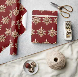Elegant Merry Christmas Gold Snowflake xmas festiv Wrapping Paper