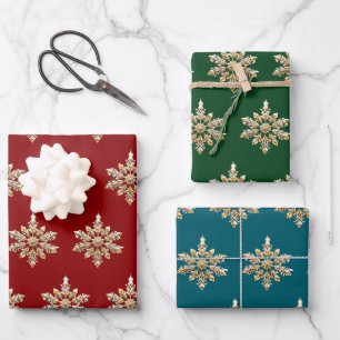 Elegant Merry Christmas Gold snowflake Xmas festiv Wrapping Paper Sheet