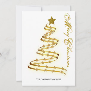 Elegant Merry Christmas Gold Tree Stars Abstract Holiday Card