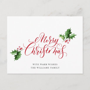 Elegant Merry Christmas Greeting Holiday Card