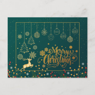 Elegant Merry Christmas, Happy Holiday Postcard