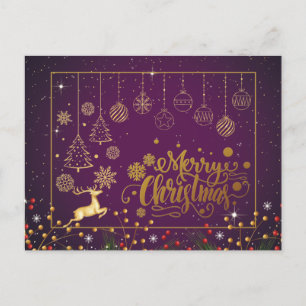 Elegant Merry Christmas, Happy Holiday Postcard