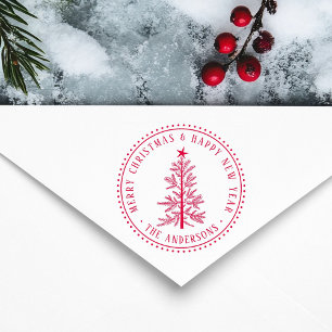 Elegant Merry Christmas & Happy New Year Rubber Stamp