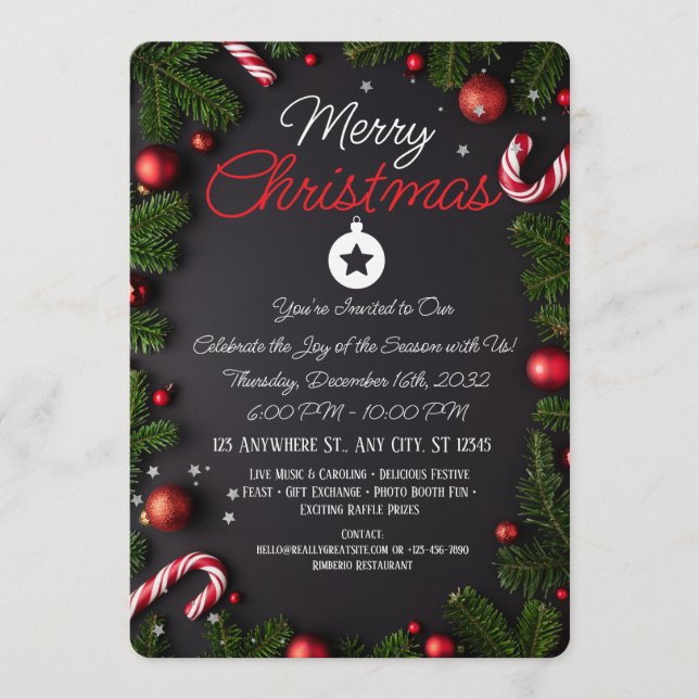 Elegant Merry Christmas Holiday Greeting Card (Front)