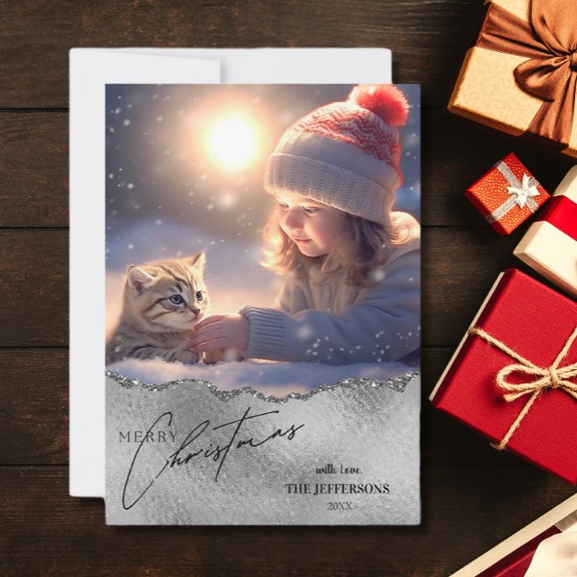 Elegant Merry Christmas Holiday Photo Card (Creator Uploaded)