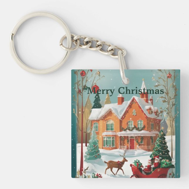 Elegant Merry Christmas  Key Ring (Front)