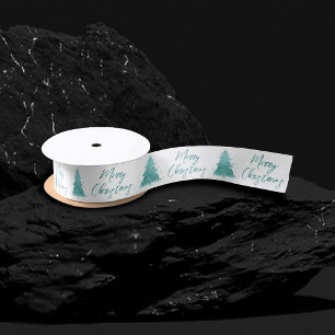 Elegant Merry Christmas Luxe Aqua Mint Splatter Satin Ribbon
