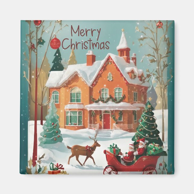 Elegant Merry Christmas Magnet (Front)