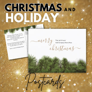 Elegant Merry Christmas Message to Customers Postcard