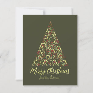 Elegant Merry Christmas Minimal Non photo Holiday Card