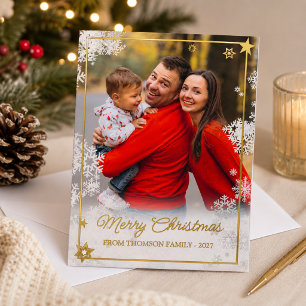 Elegant Merry Christmas Overlay Photo Snowflake