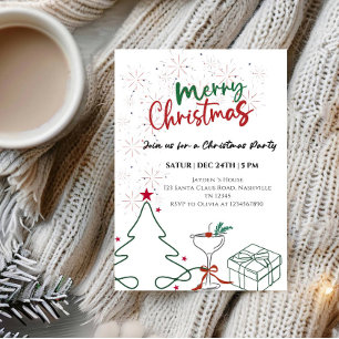 Elegant Merry Christmas Party - Festive Holiday  Invitation