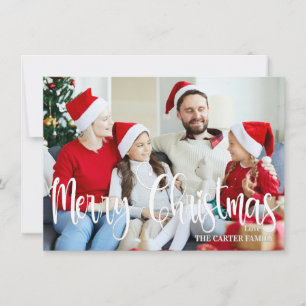 Elegant Merry Christmas Personalised Family Photo Holiday Card