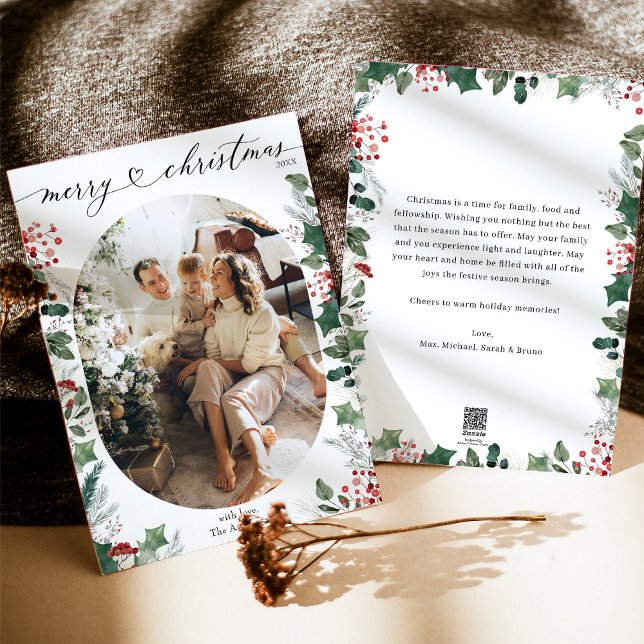 Elegant Merry Christmas Photo Card with Message (Creator Uploaded)