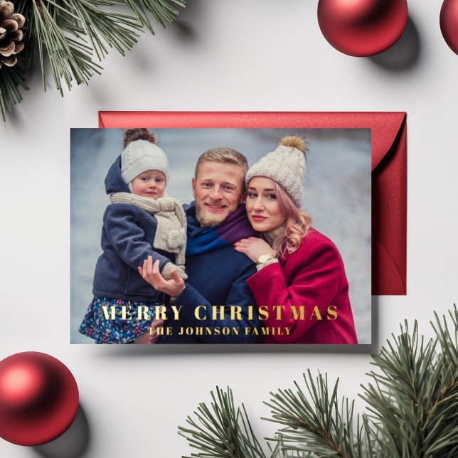 Elegant Merry Christmas Photo Gold (Elegant Merry Christmas Photo Gold Foil Holiday Card)