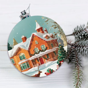 Elegant Merry Christmas Postcard  Ceramic Tree Decoration