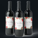 Elegant Merry Christmas Red Floral Wine Label<br><div class="desc">Watercolor Merry Christmas Red Floral is designed with colourful red flowers. Most lettering is editable - click the "Personalised" button to edit. Matching items in our store Cava party design</div>