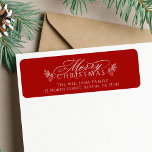 Elegant Merry Christmas Red Return Address<br><div class="desc">This Christmas return address label featuring a 'Merry Christmas' script with pinecone twigs. For more advanced customisation of this design,  please click the DESIGN TOOL BUTTON above!</div>