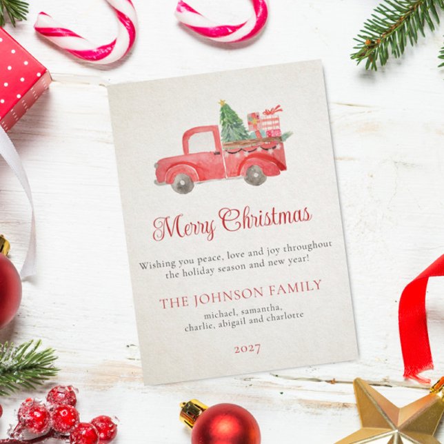 Elegant Merry Christmas Red Truck Holiday Card (Creator Uploaded)