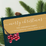 Elegant Merry Christmas Return Address Label<br><div class="desc">Our festive return address label features Merry Christmas in a modern calligraphy script font set on a gold background. It's the perfect way to let your friends and family know where you live during the holiday season. This label is sure to add a touch of holiday cheer to your mail...</div>