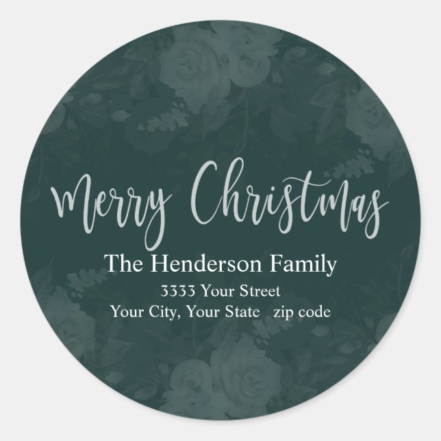 Elegant Merry Christmas Return Address Label (Front)