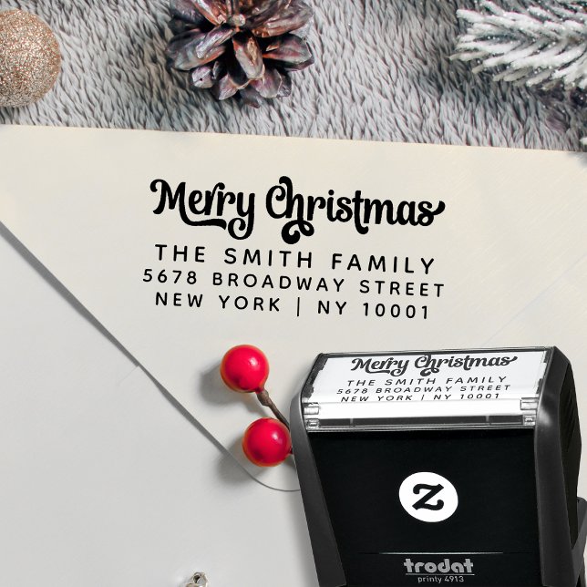 Elegant Merry Christmas Return Address Self-inking Stamp (Creator Uploaded)