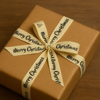 Elegant Merry Christmas Ribbon Roll with Christmas Grosgrain Ribbon