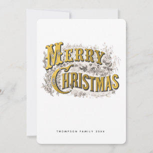Elegant Merry Christmas Rustic Vintage Non Photo Holiday Card