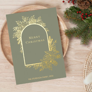 Elegant Merry Christmas Sage Green Gold 