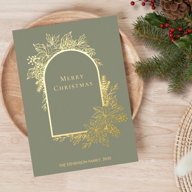Elegant Merry Christmas Sage Green Gold  (Creator Uploaded)