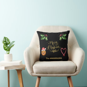 Elegant Merry Christmas Script Candy Funny Cookie Cushion