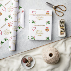 Elegant Merry Christmas Script Candy Funny Cookie  Wrapping Paper