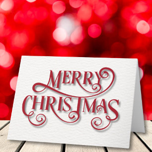 Elegant Merry Christmas Script Card with Gold Tree