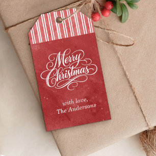 Elegant Merry Christmas script Gift Tags