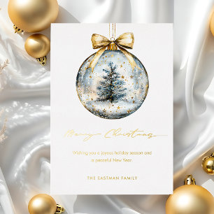 Elegant Merry Christmas Script Gold Ornament