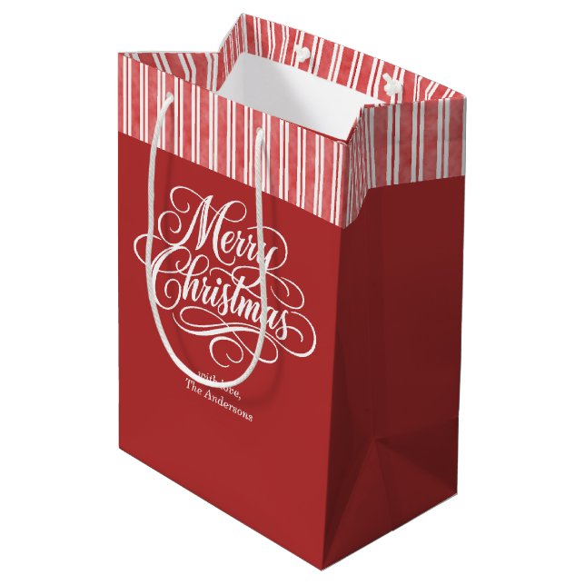 Elegant Merry Christmas script Medium Gift Bag (Back Angled)