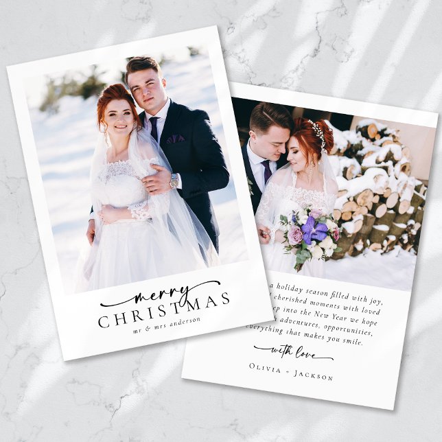 Elegant Merry Christmas Script Photo Holiday Card (Creator Uploaded)