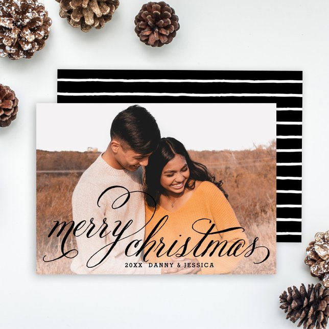 Elegant Merry Christmas Script Photo Overlay Holiday Card (Creator Uploaded)