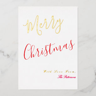 Elegant Merry Christmas Script Red with gold