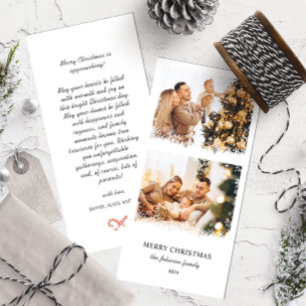 Elegant Merry Christmas Snowflake Frame Two Photo Holiday Card