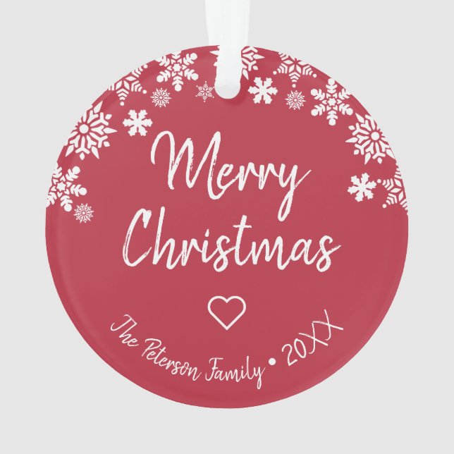 Elegant Merry Christmas snowflakes custom photo Ornament (Back)