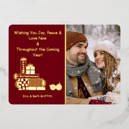 Elegant Merry Christmas Stack of Presents Photo