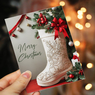 Elegant Merry Christmas Stocking Holiday Card