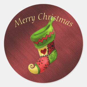 Elegant Merry Christmas Stocking Sticker