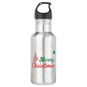 Elegant Merry Christmas Tree Holiday Design 532 Ml Water Bottle