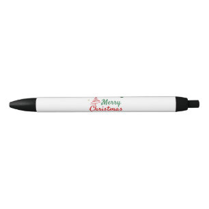 Elegant Merry Christmas Tree Holiday Design Black Ink Pen
