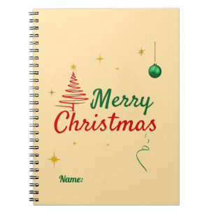Elegant Merry Christmas Tree Holiday Design Notebook
