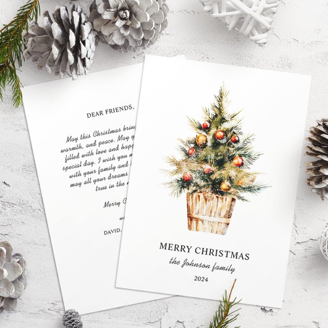 Elegant Merry Christmas Tree Non Photo Holiday Card (Creator Uploaded)